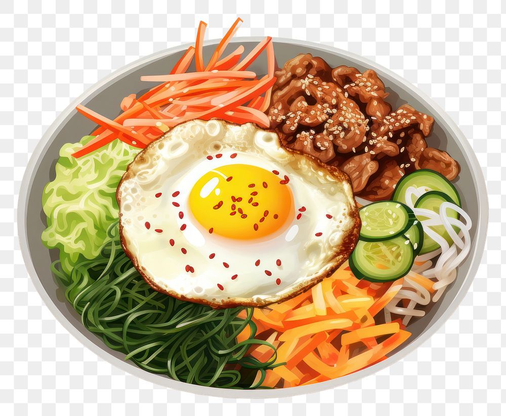 PNG Bibimbap lunch plate meal. 