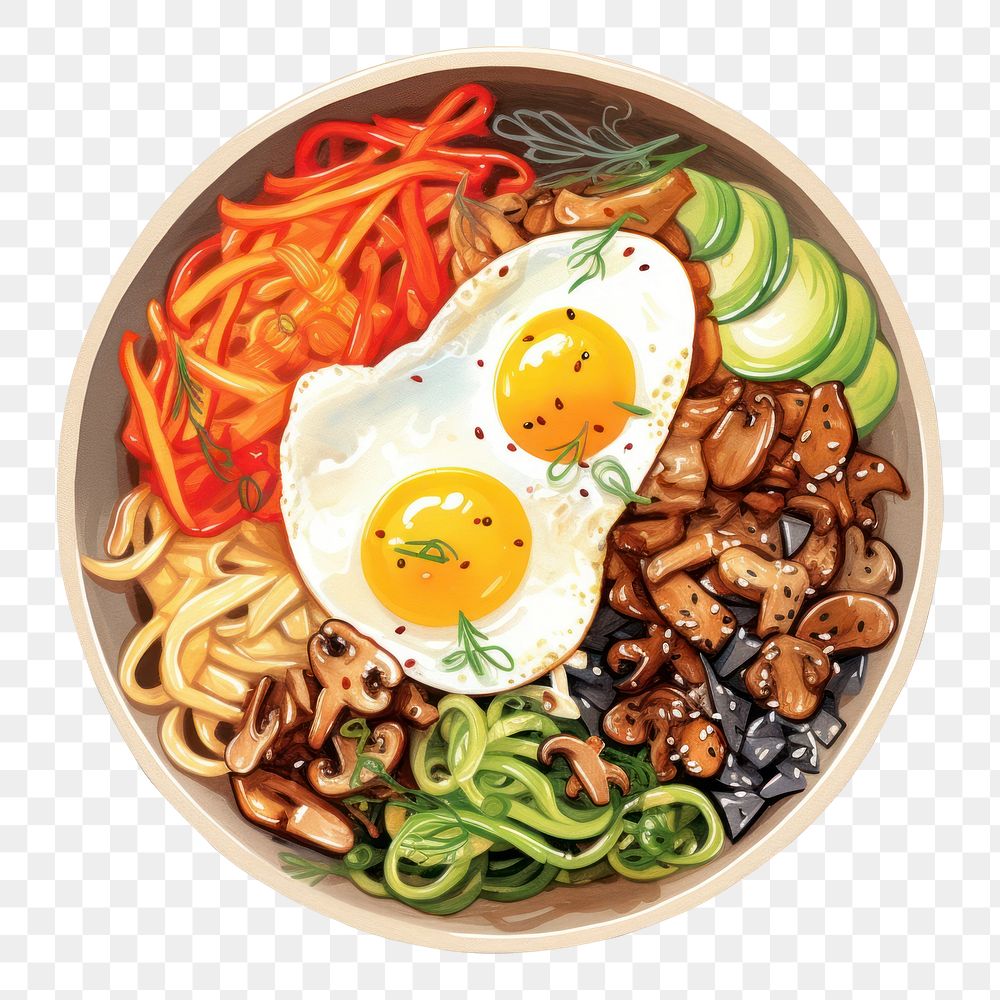 PNG Bibimbap plate meal food. AI generated Image by rawpixel.