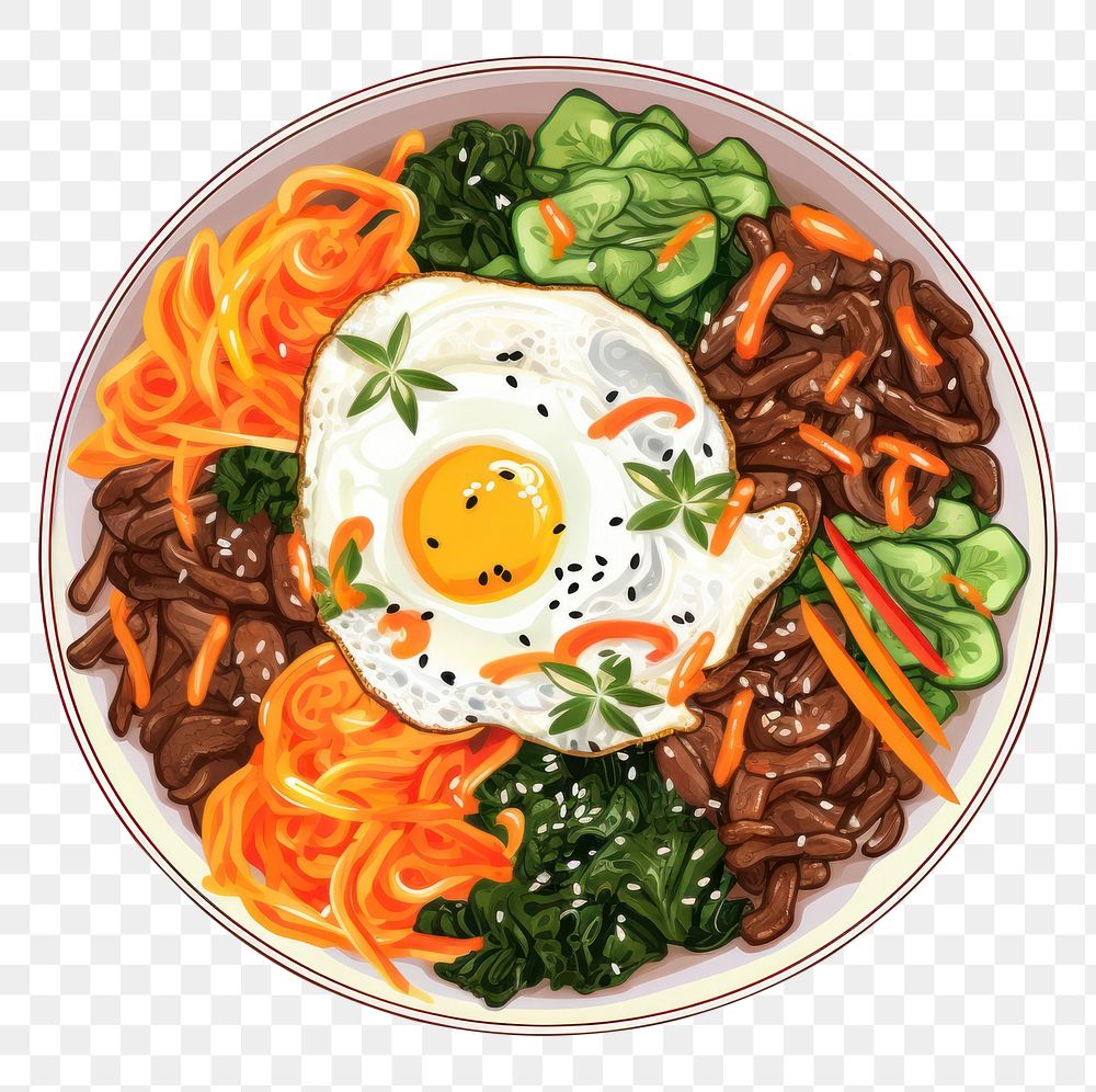 PNG Bibimbap plate food meal. AI generated Image by rawpixel.