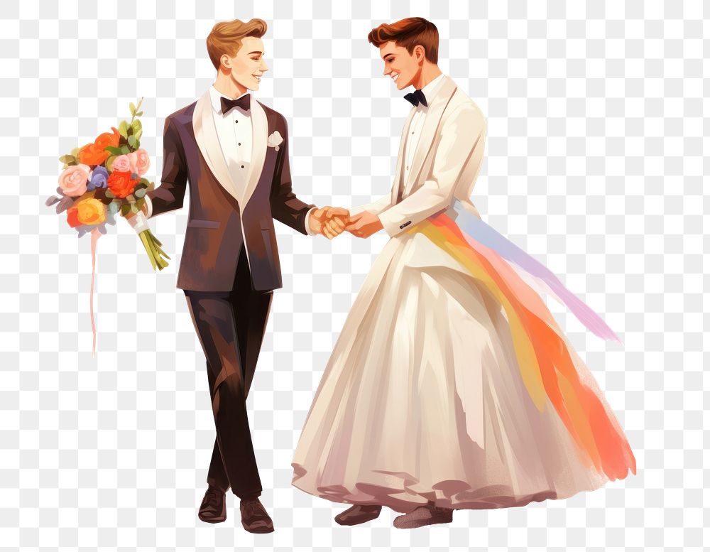 PNG Gay wedding fashion tuxedo flower. AI generated Image by rawpixel.