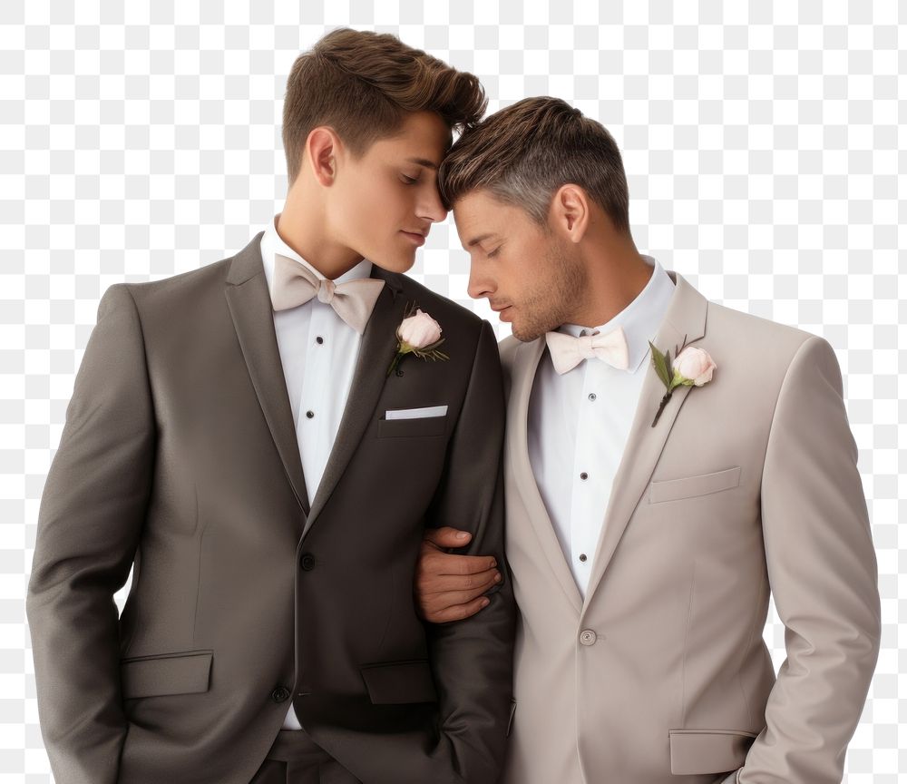 PNG Gay wedding tuxedo adult white background. AI generated Image by rawpixel.