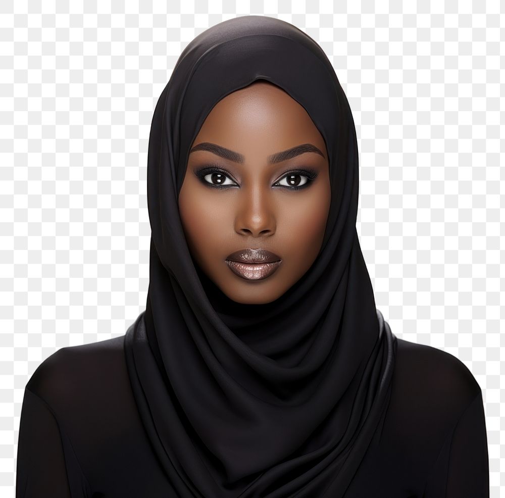 PNG Muslim black woman portrait photo white background. AI generated Image by rawpixel.