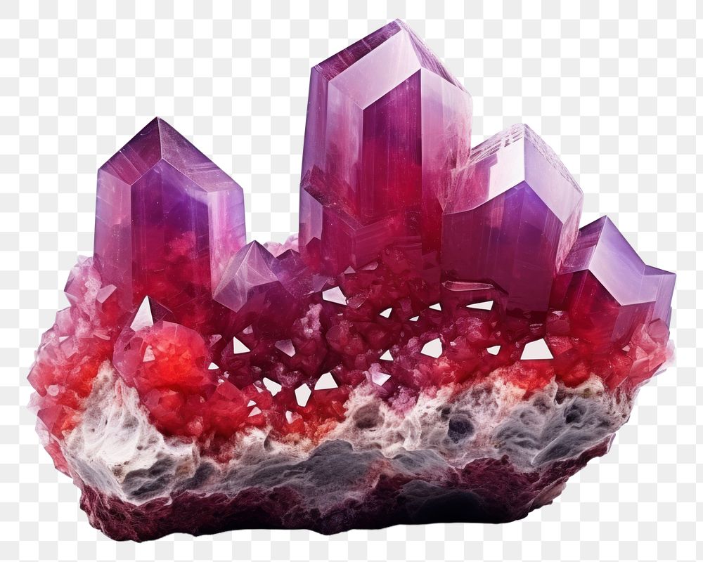 PNG Red Crystal Stone amethyst mineral crystal. AI generated Image by rawpixel.