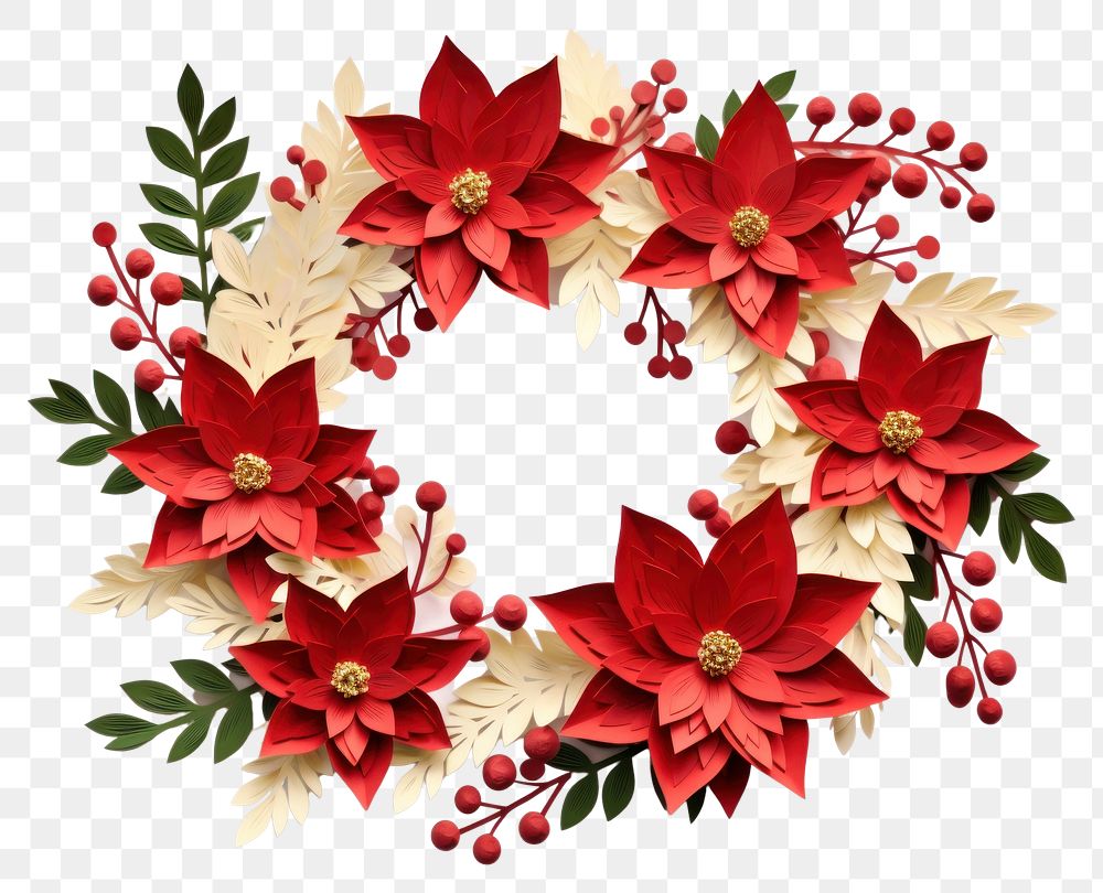 PNG Christmas wreath paper white background celebration. 