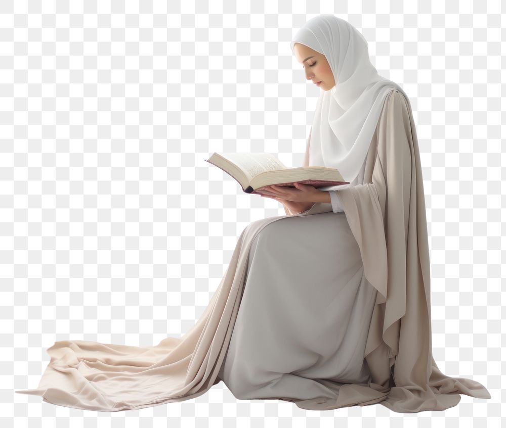 PNG A Quran manuscript reading sitting adult. AI generated Image by rawpixel.