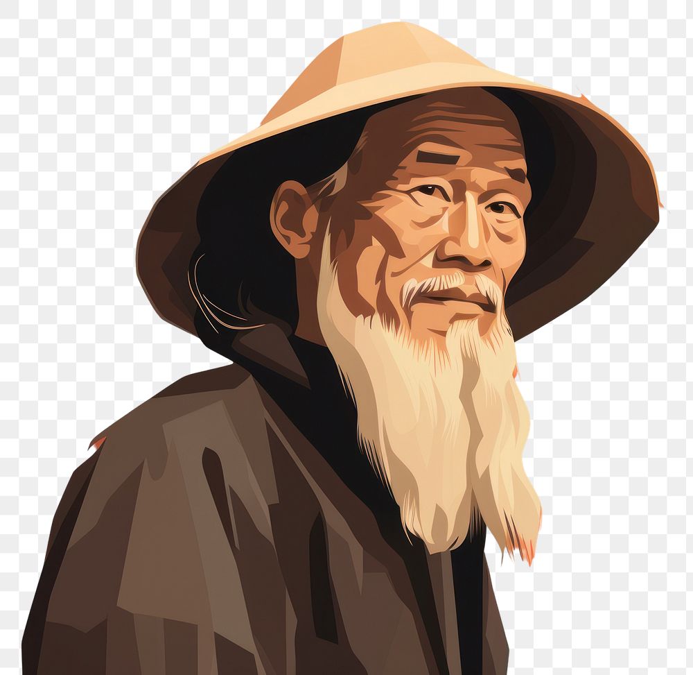 PNG Chinese fisherman portrait photography illustrated. AI generated Image by rawpixel.