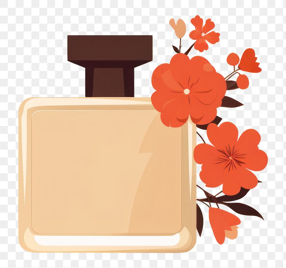 PNG Perfume bottle flower cosmetics container. AI generated Image by rawpixel.