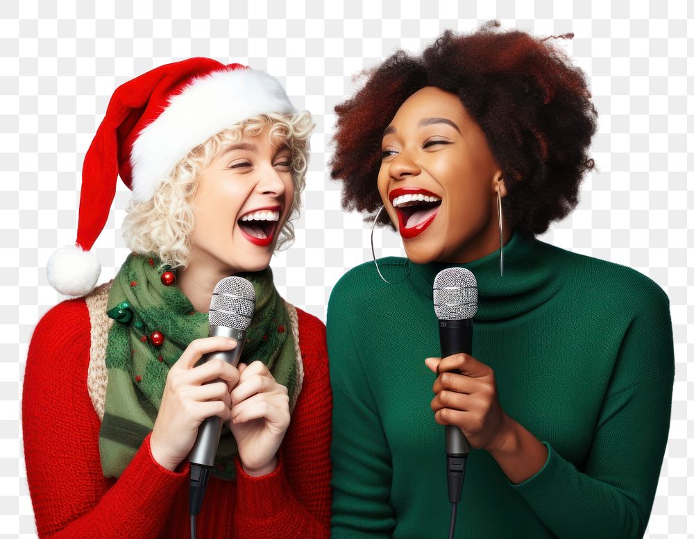 PNG Microphone christmas laughing karaoke. AI generated Image by rawpixel.