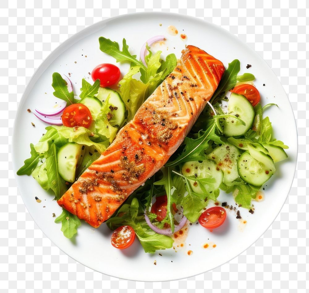 PNG Seafood salmon salad plate. AI generated Image by rawpixel.