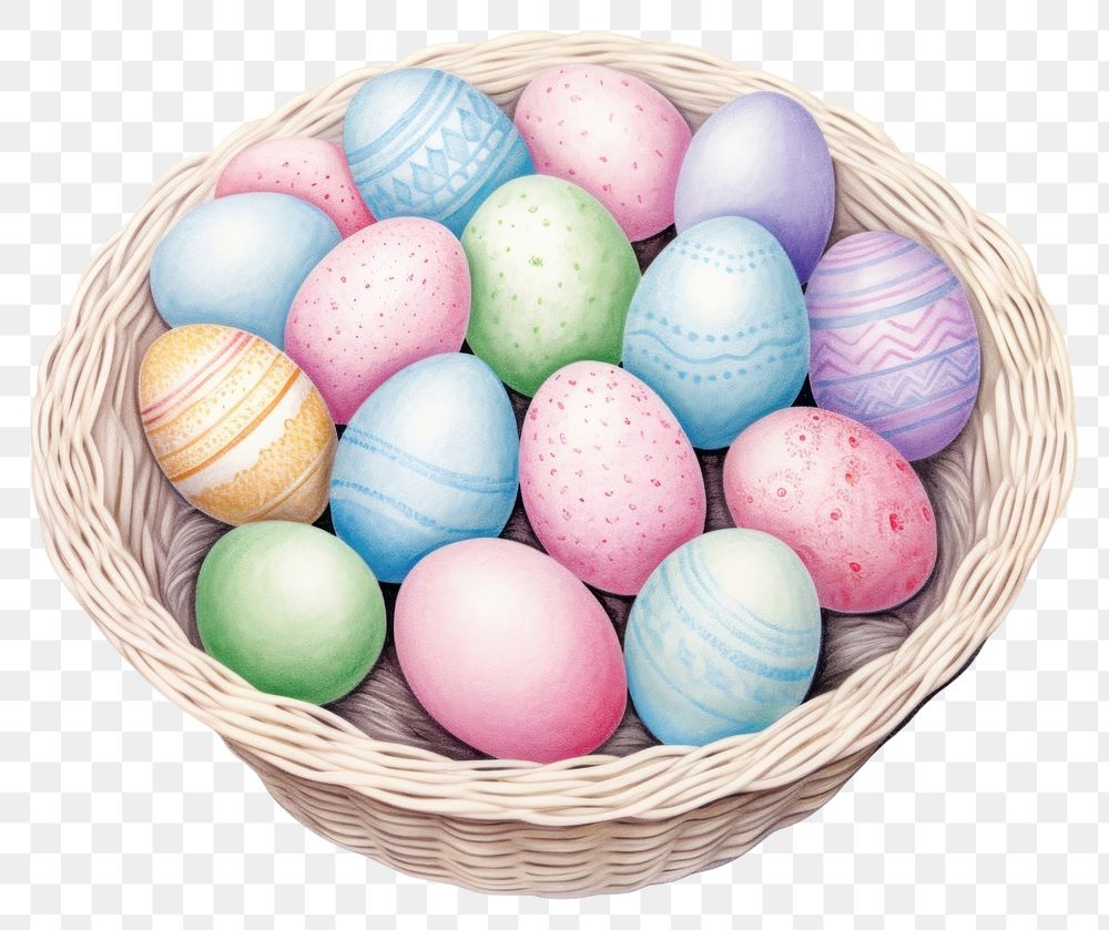 PNG Easter eggs basket pattern celebration fragility. 