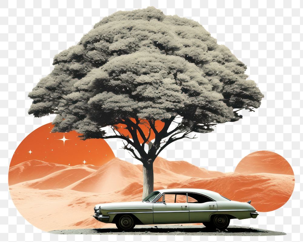 PNG Car tree outdoors vehicle. AI generated Image by rawpixel.