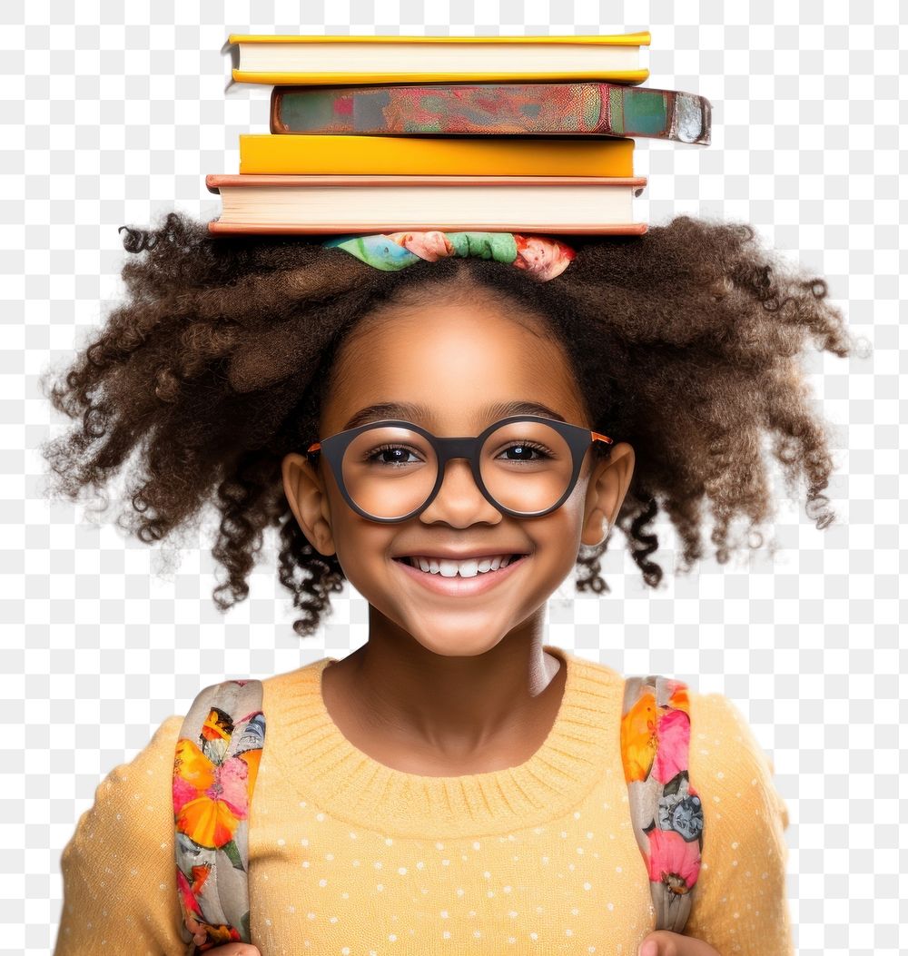 PNG Black children girl glasses publication portrait. AI generated Image by rawpixel.