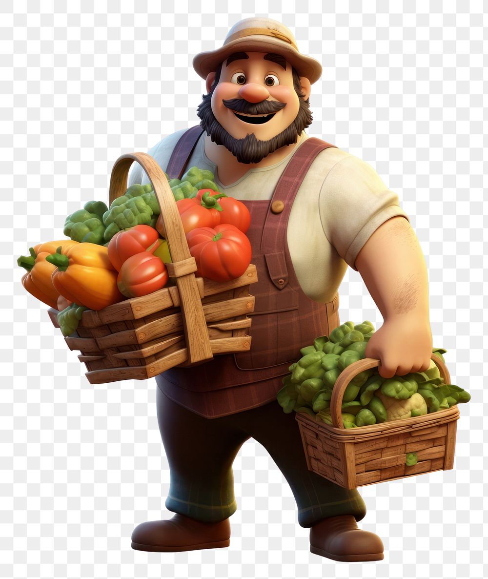 PNG Basket vegetable carrying farmer. AI generated Image by rawpixel.