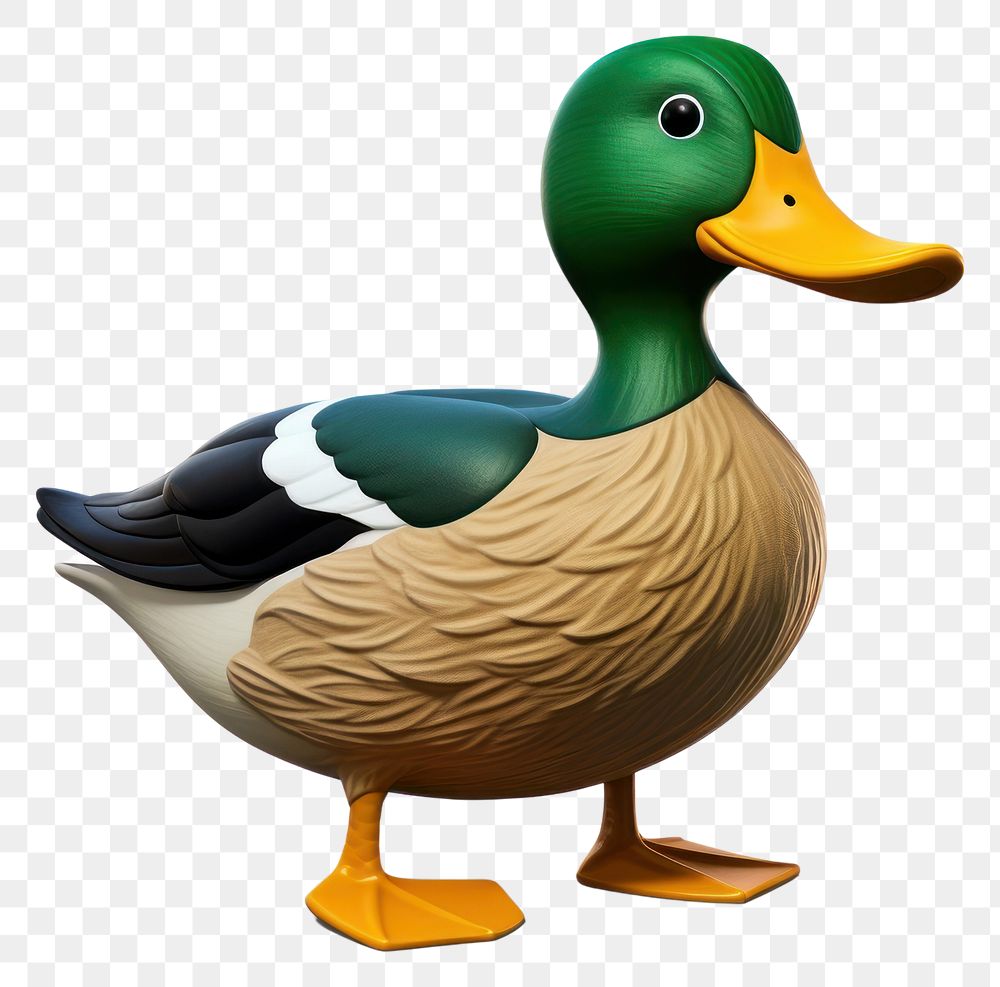PNG  Mallard green duck cartoon mallard animal. AI generated Image by rawpixel.