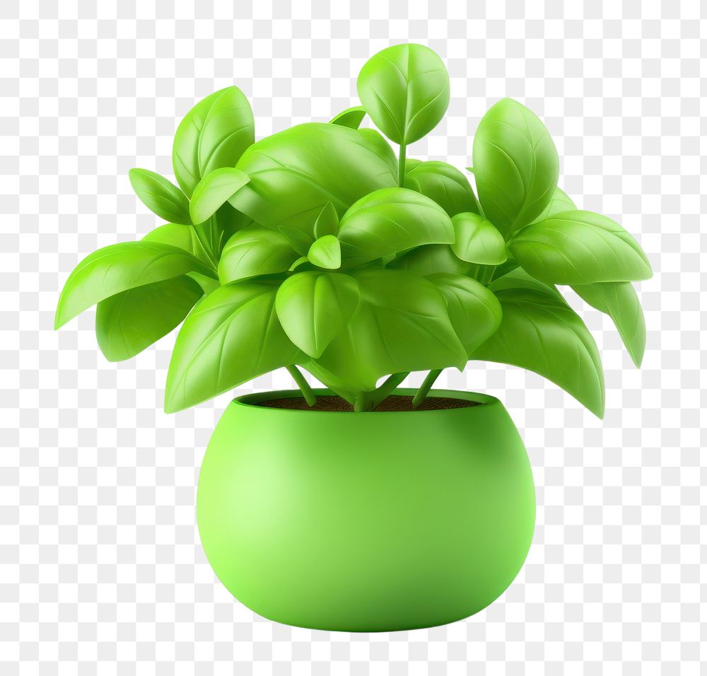 PNG Basil green plant vase. 