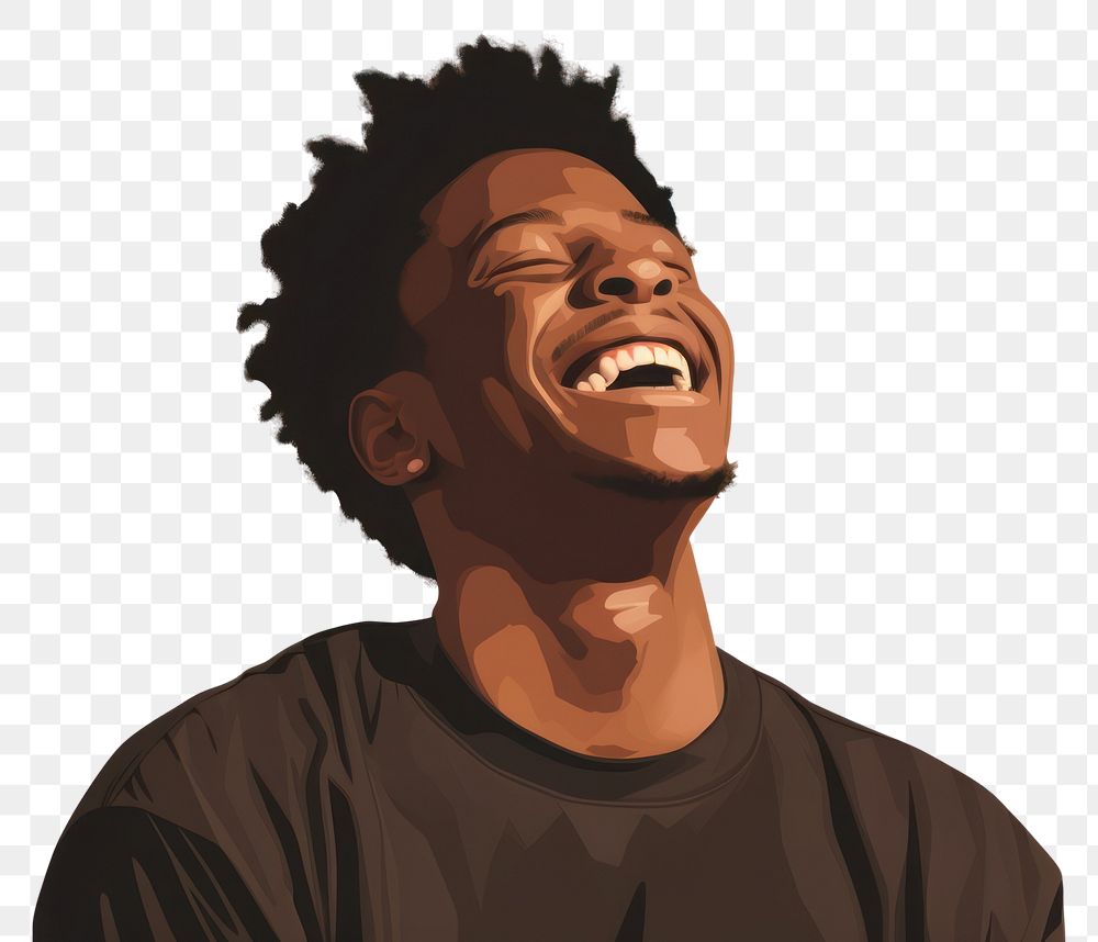 PNG  Black man laughing adult creativity happiness. AI generated Image by rawpixel.