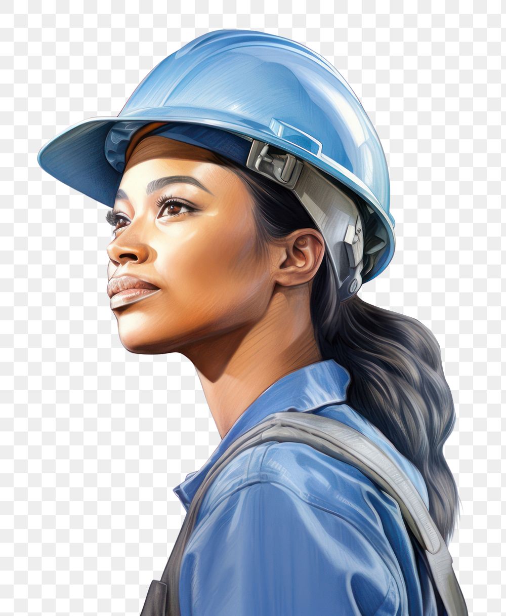 PNG Proud black woman construction worker leading portrait hardhat helmet. 