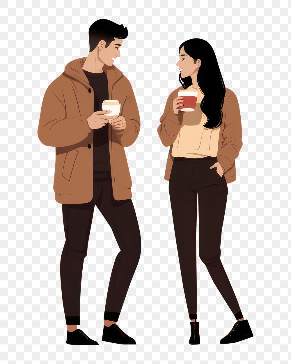 PNG Young Asian couple drinking coffee adult togetherness affectionate. AI generated Image by rawpixel.