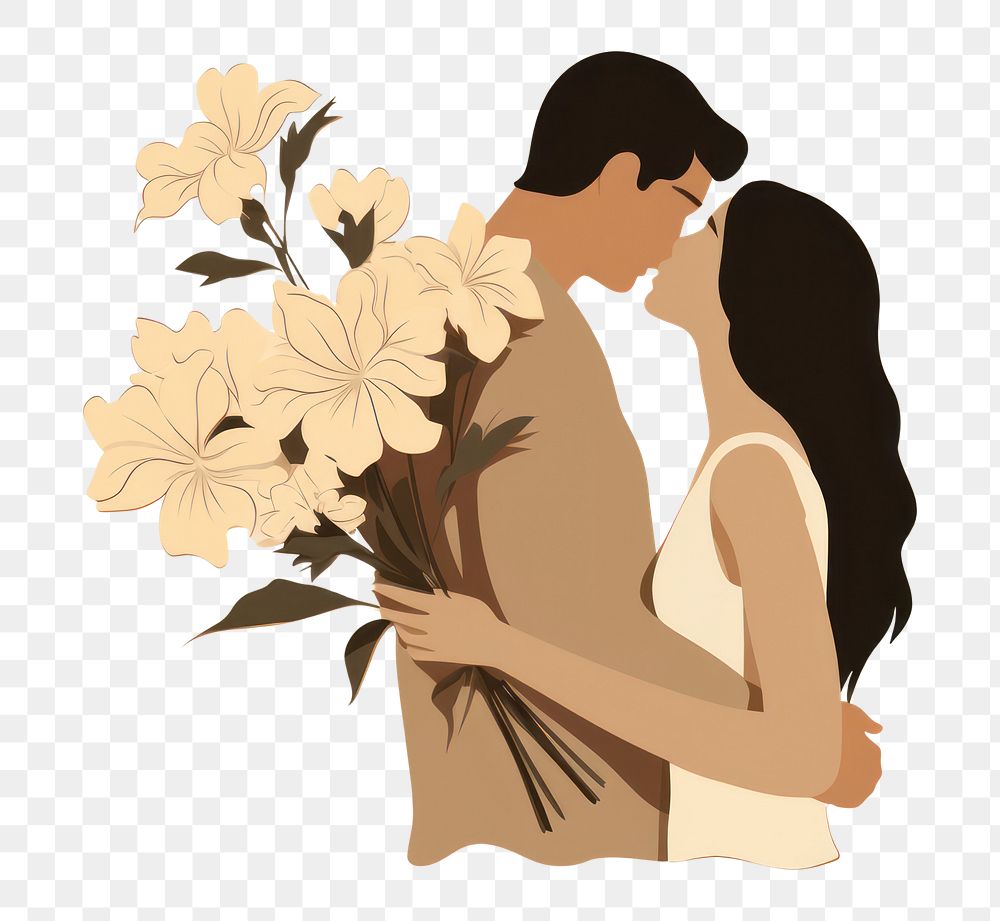 PNG Kissing flower affectionate togetherness. AI generated Image by rawpixel.
