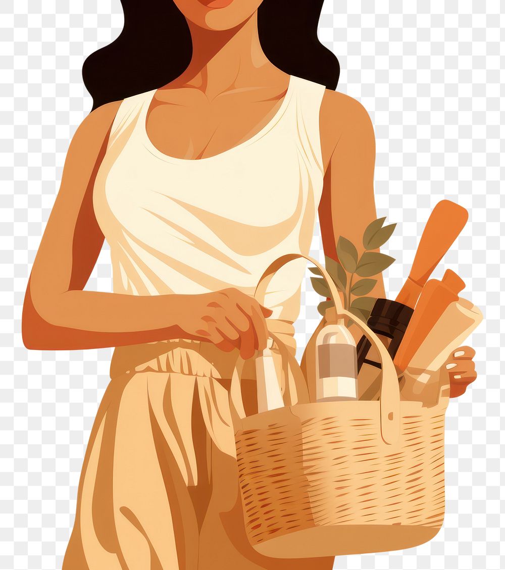 PNG Basket holding adult woman. AI generated Image by rawpixel.