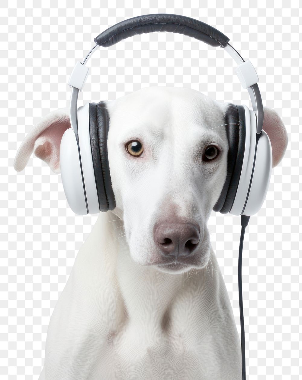 PNG  Dog wear headphone headphones headset mammal. AI generated Image by rawpixel.