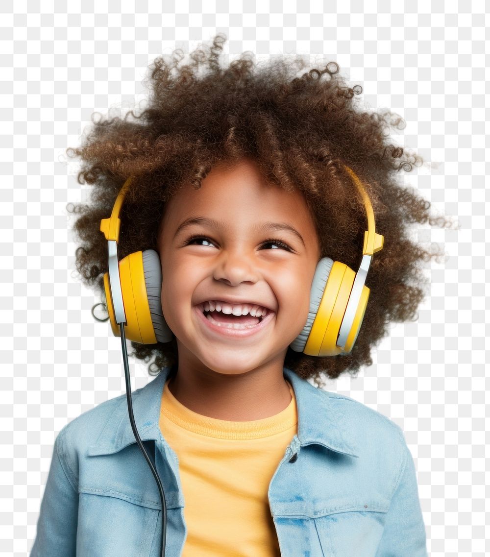 PNG Kids wearing headphone headphones headset smiling. AI generated Image by rawpixel.