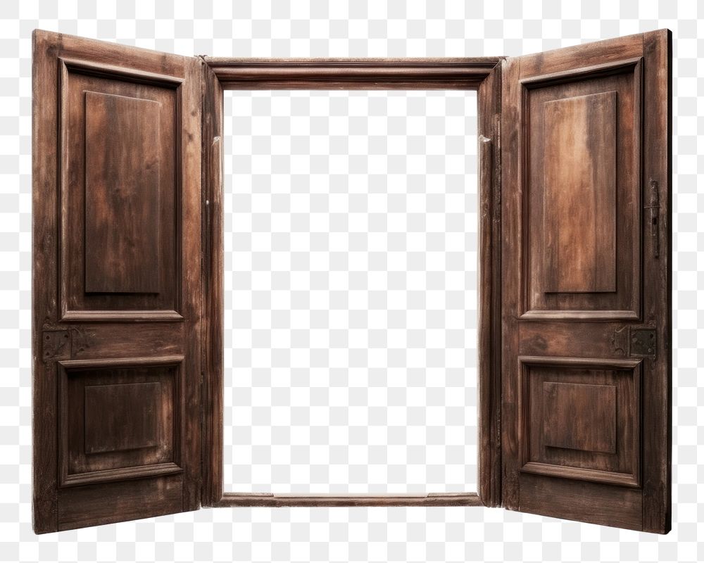 PNG  Opened door wood white white background
