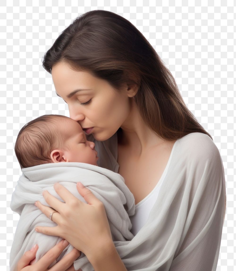 PNG Baby portrait newborn kissing. AI generated Image by rawpixel.