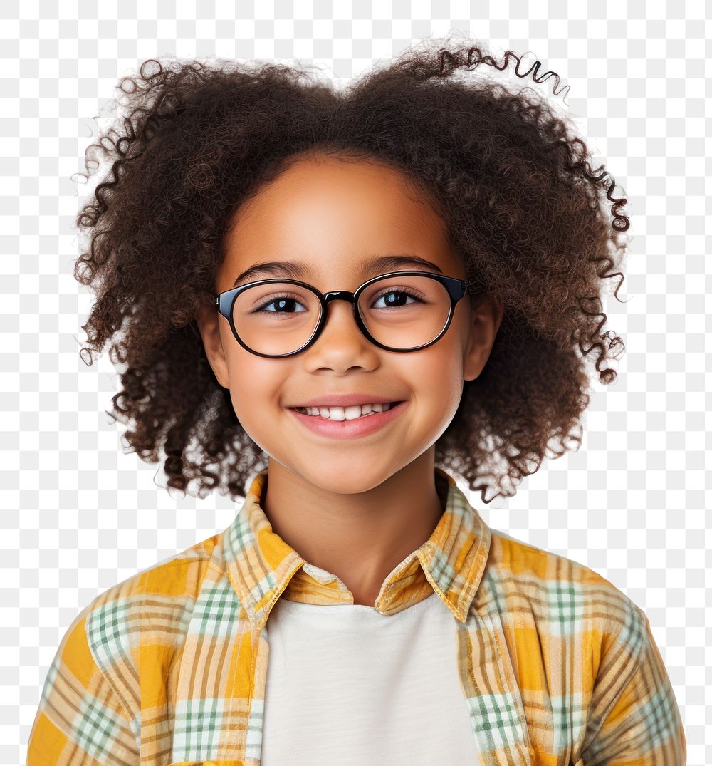 PNG Mixed race girl wearing glasses portrait adult smile. AI generated Image by rawpixel.