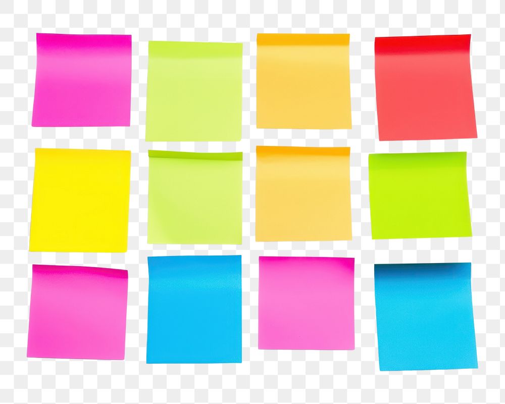PNG Colors note papers stick backgrounds white background organization. AI generated Image by rawpixel.