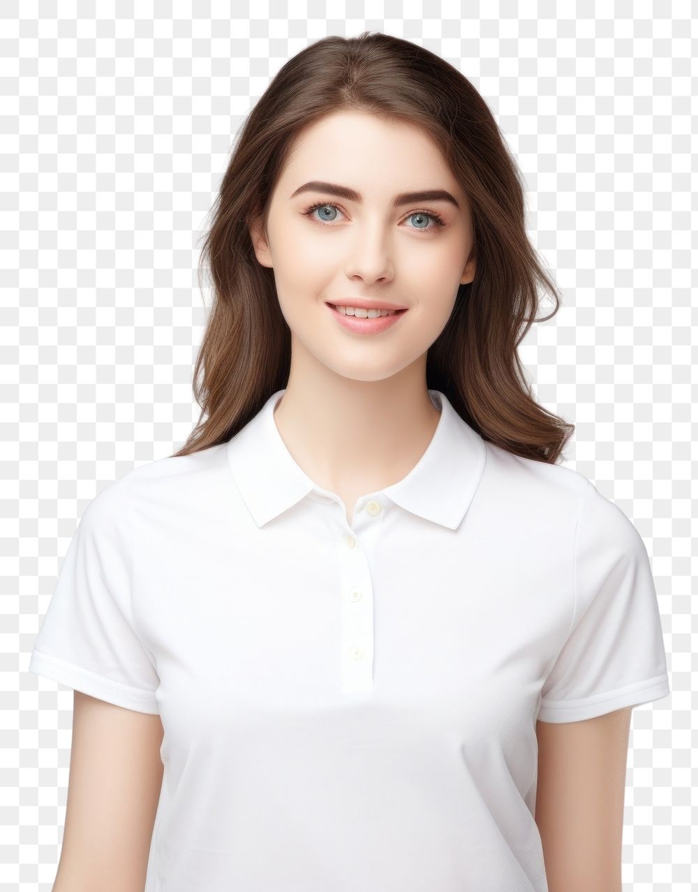 PNG  Woman wear polo shirt portrait sleeve blouse. AI generated Image by rawpixel.