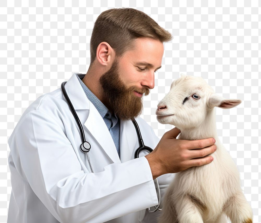 PNG Veterinarian hands checking goat livestock doctor mammal. AI generated Image by rawpixel.
