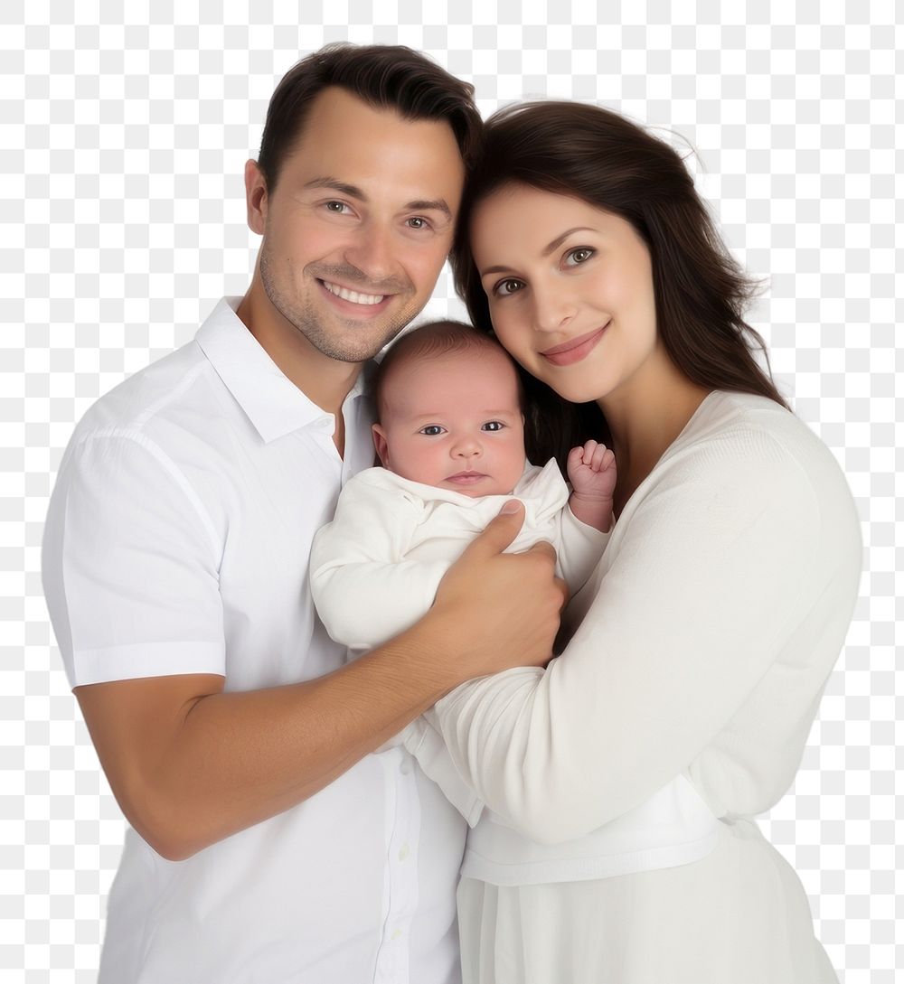 PNG Newborn portrait smiling family. AI generated Image by rawpixel.