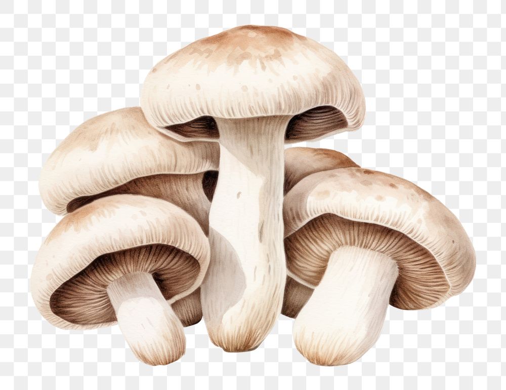 PNG Button mushrooms fungus white background agaricaceae. AI generated Image by rawpixel.