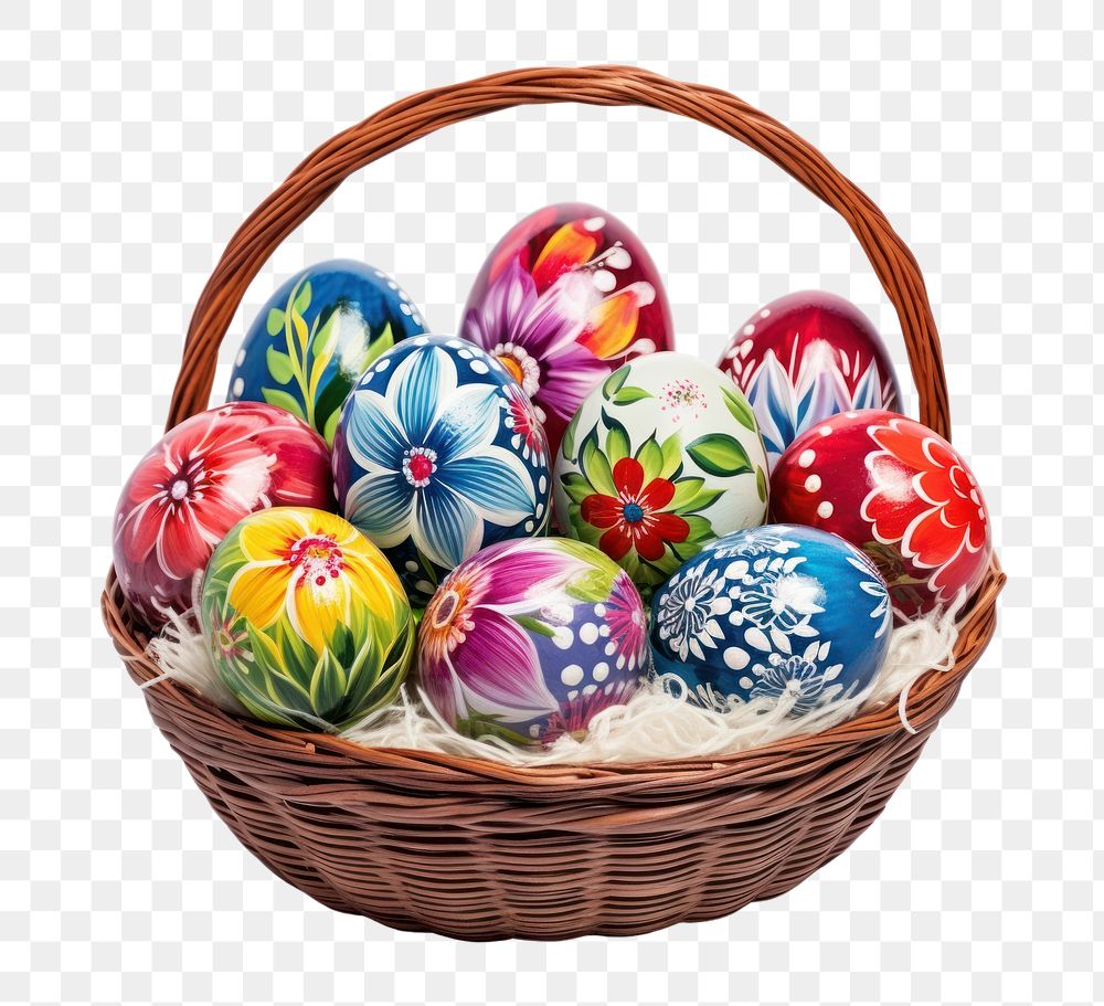 PNG Easter eggs painted basket easter  