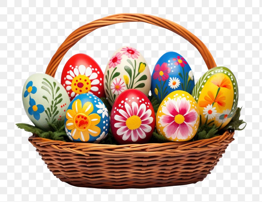 PNG Easter eggs painted basket easter flower. AI generated Image by rawpixel.