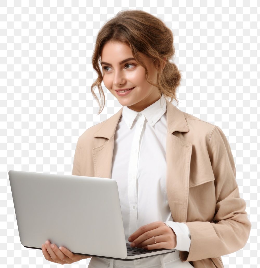 PNG Laptop computer adult woman. AI generated Image by rawpixel.