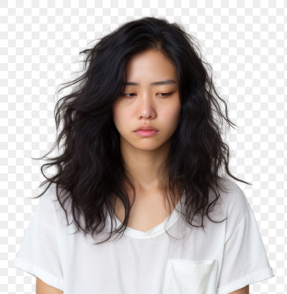 PNG Sad portrait white photo. AI generated Image by rawpixel.