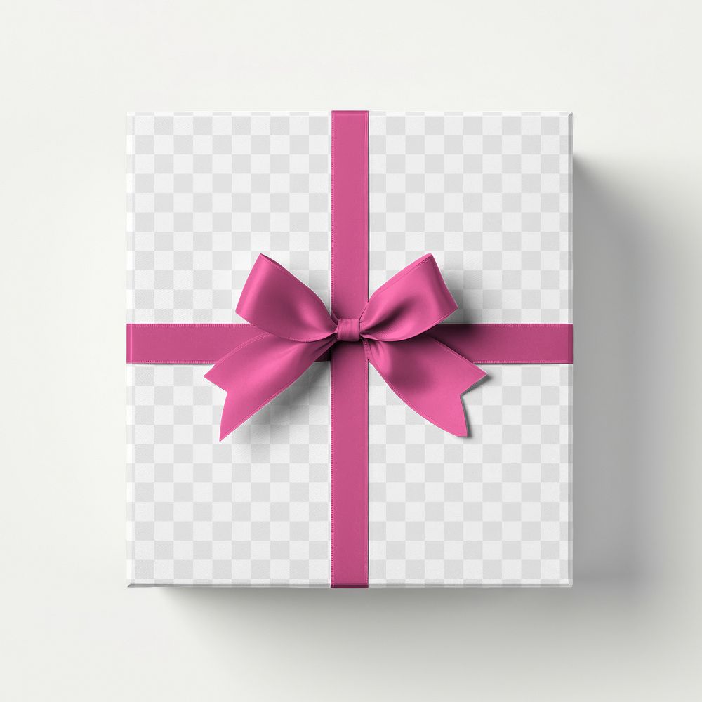 Pink gift box png mockup, transparent design
