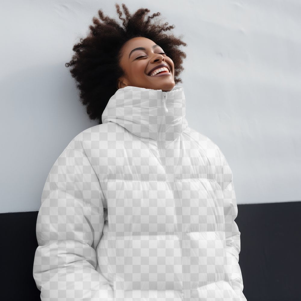 Puffer jacket png mockup, transparent design