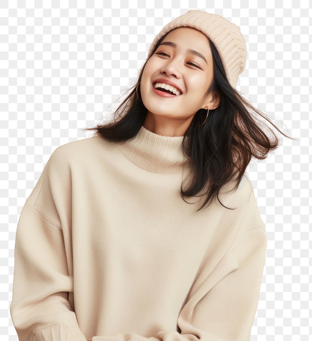 PNG Autumn knitwear adult smile happy. AI generated Image by rawpixel.