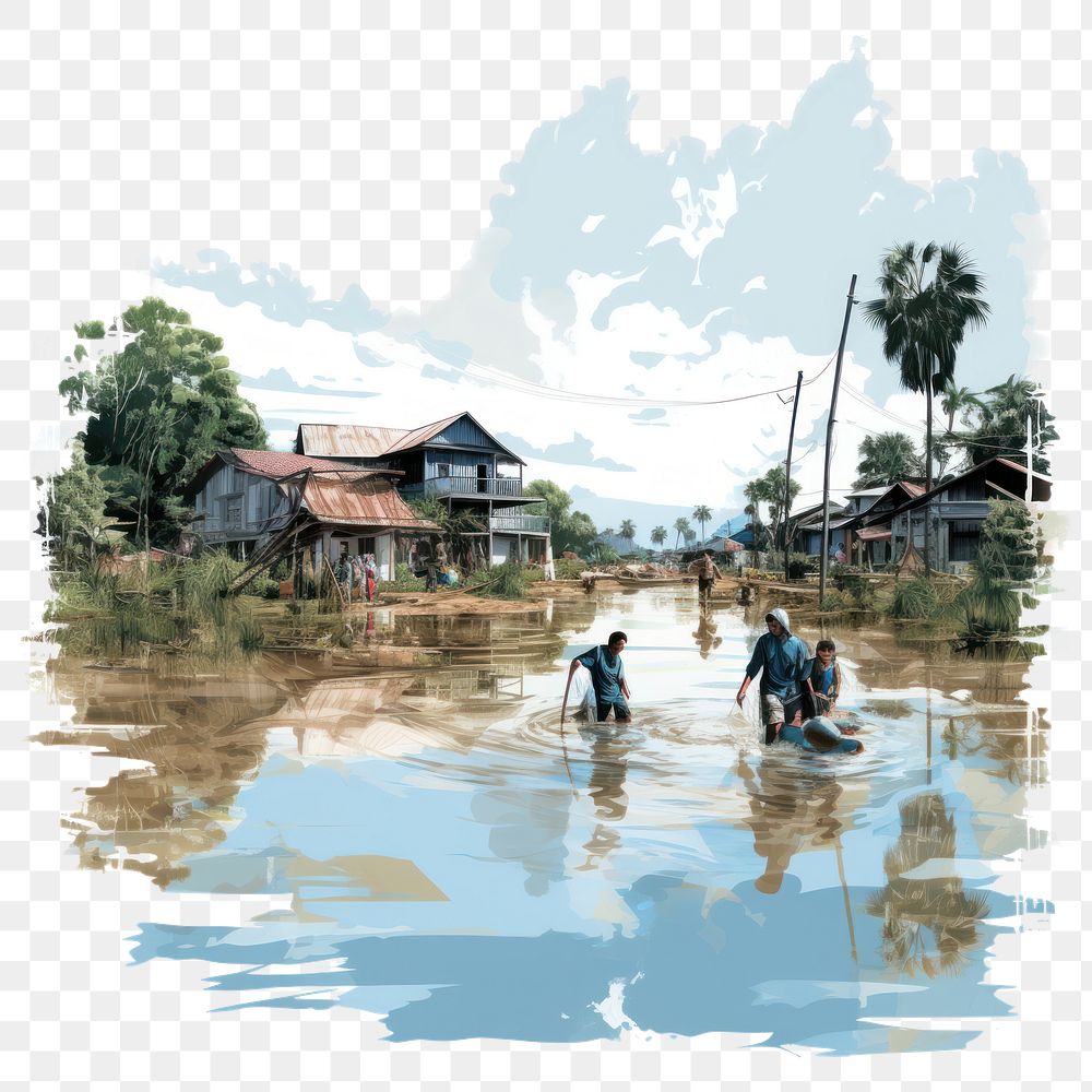 PNG Village flood countryside outdoors. AI generated Image by rawpixel.
