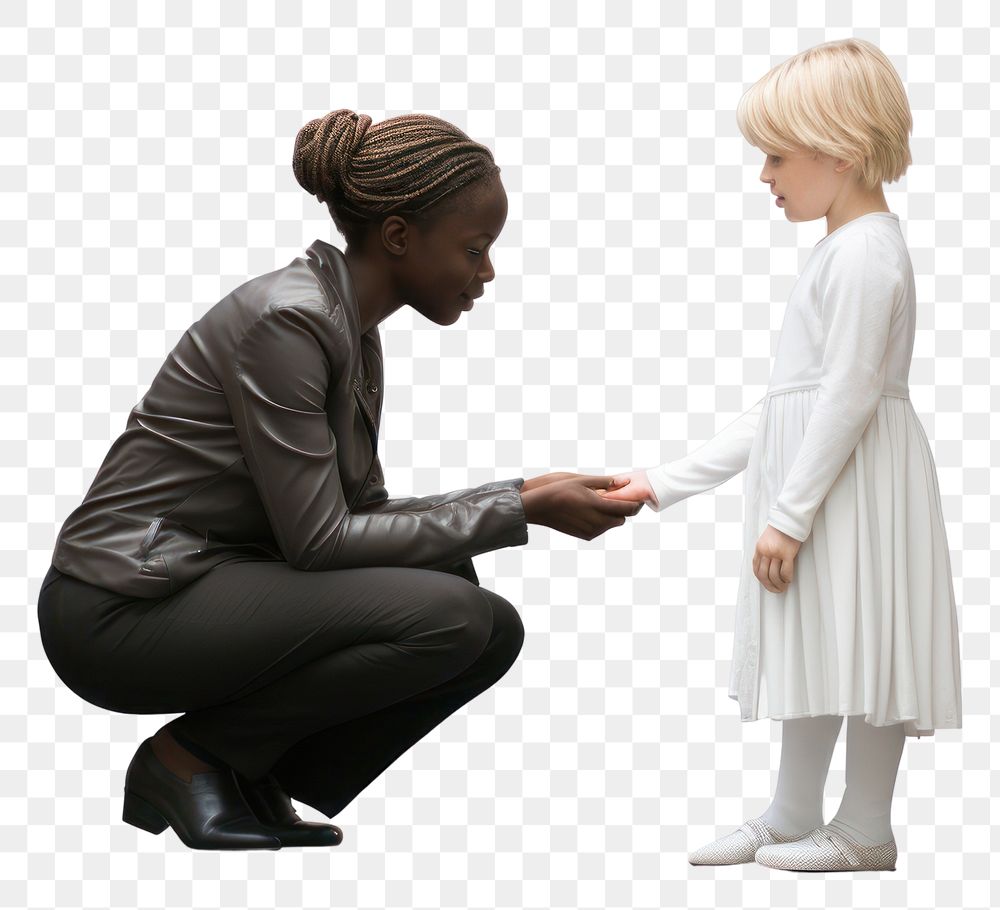PNG Woman adopting a child adult white background togetherness. AI generated Image by rawpixel.