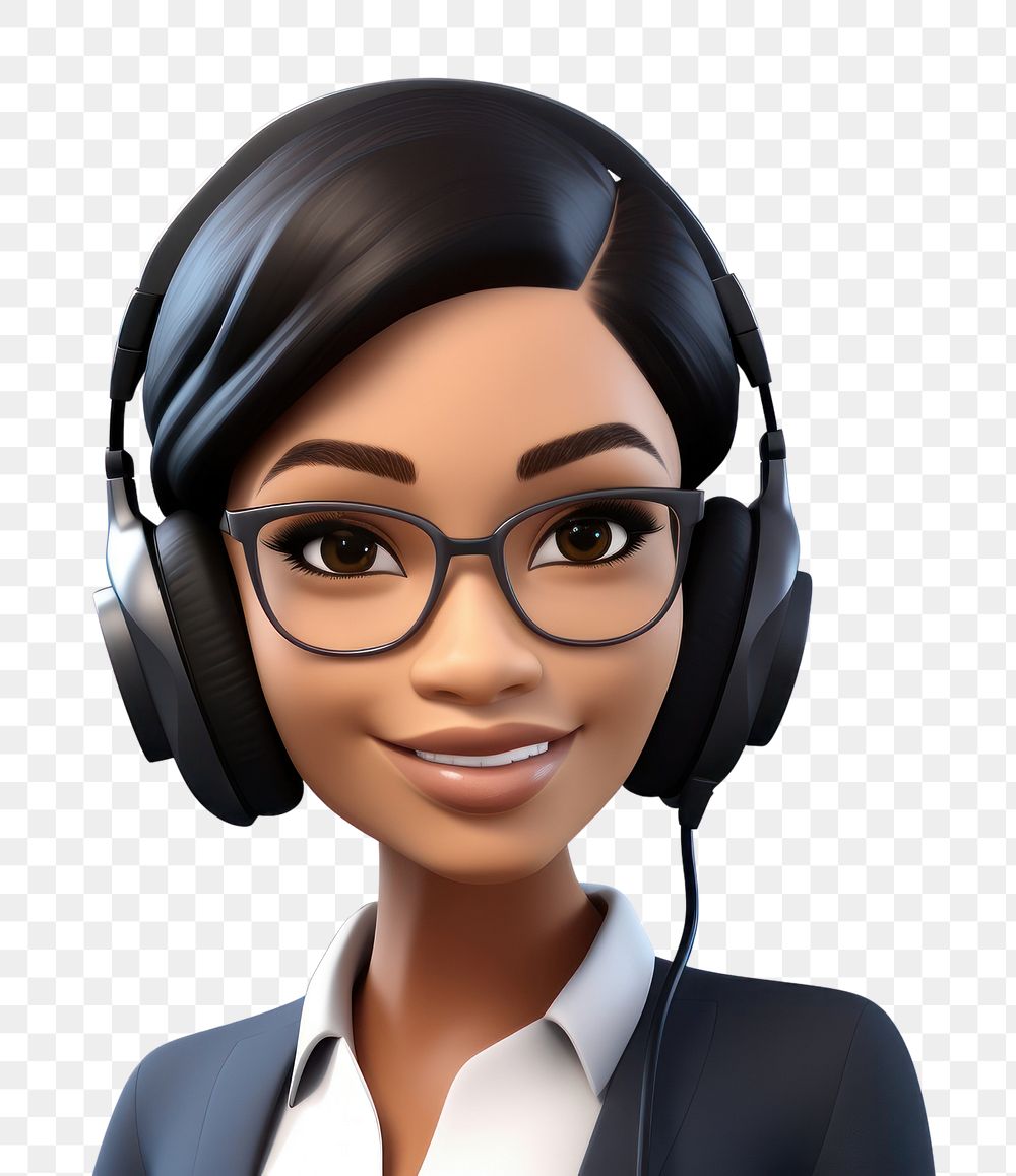 PNG Black businesswoman headset headphones glasses. AI generated Image by rawpixel.