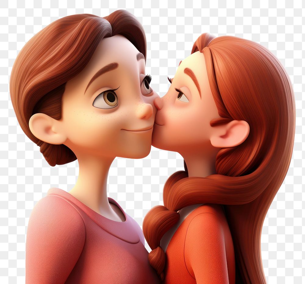 PNG Kissing cartoon adult white background. AI generated Image by rawpixel.