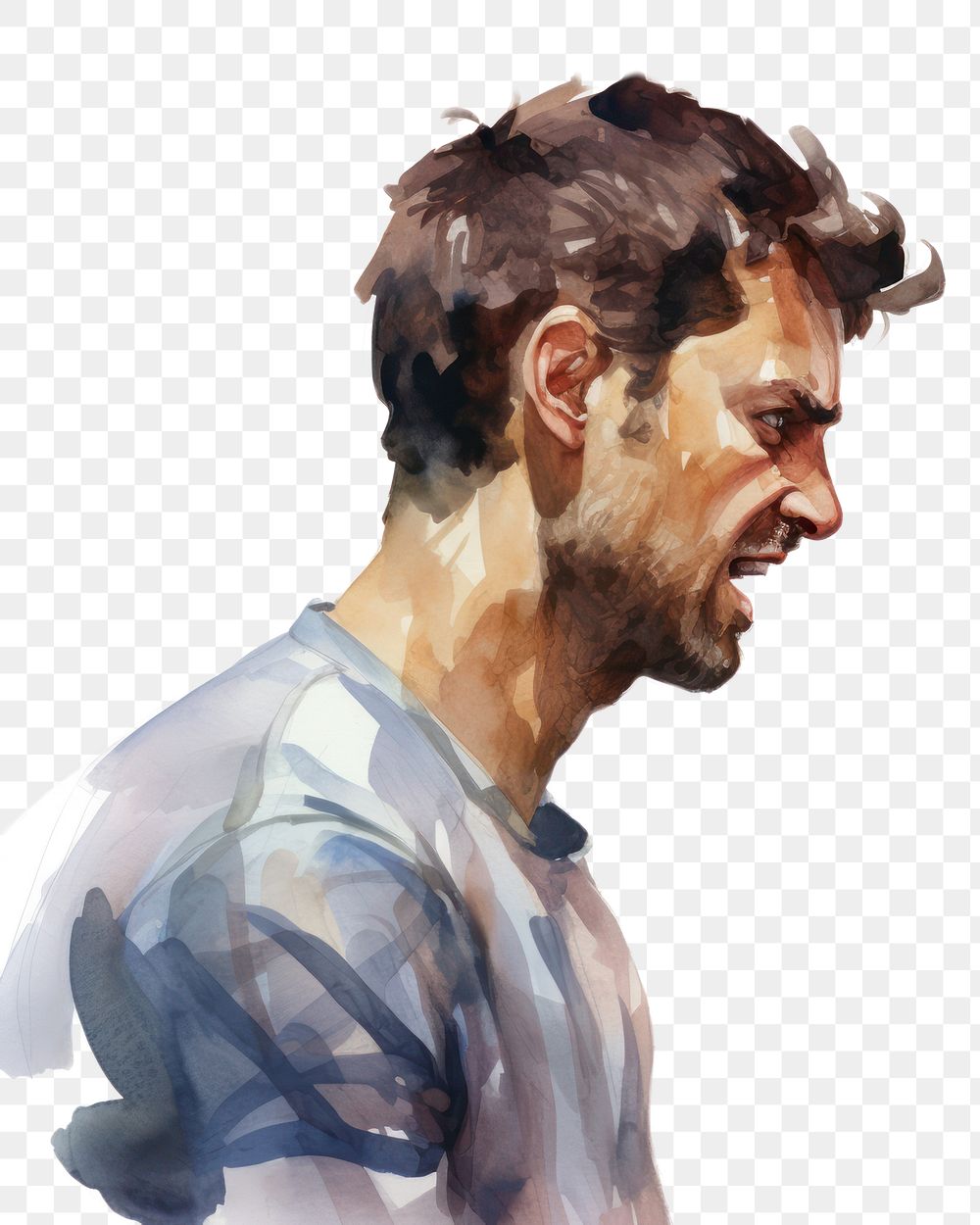 PNG Angry portrait painting adult. AI generated Image by rawpixel.