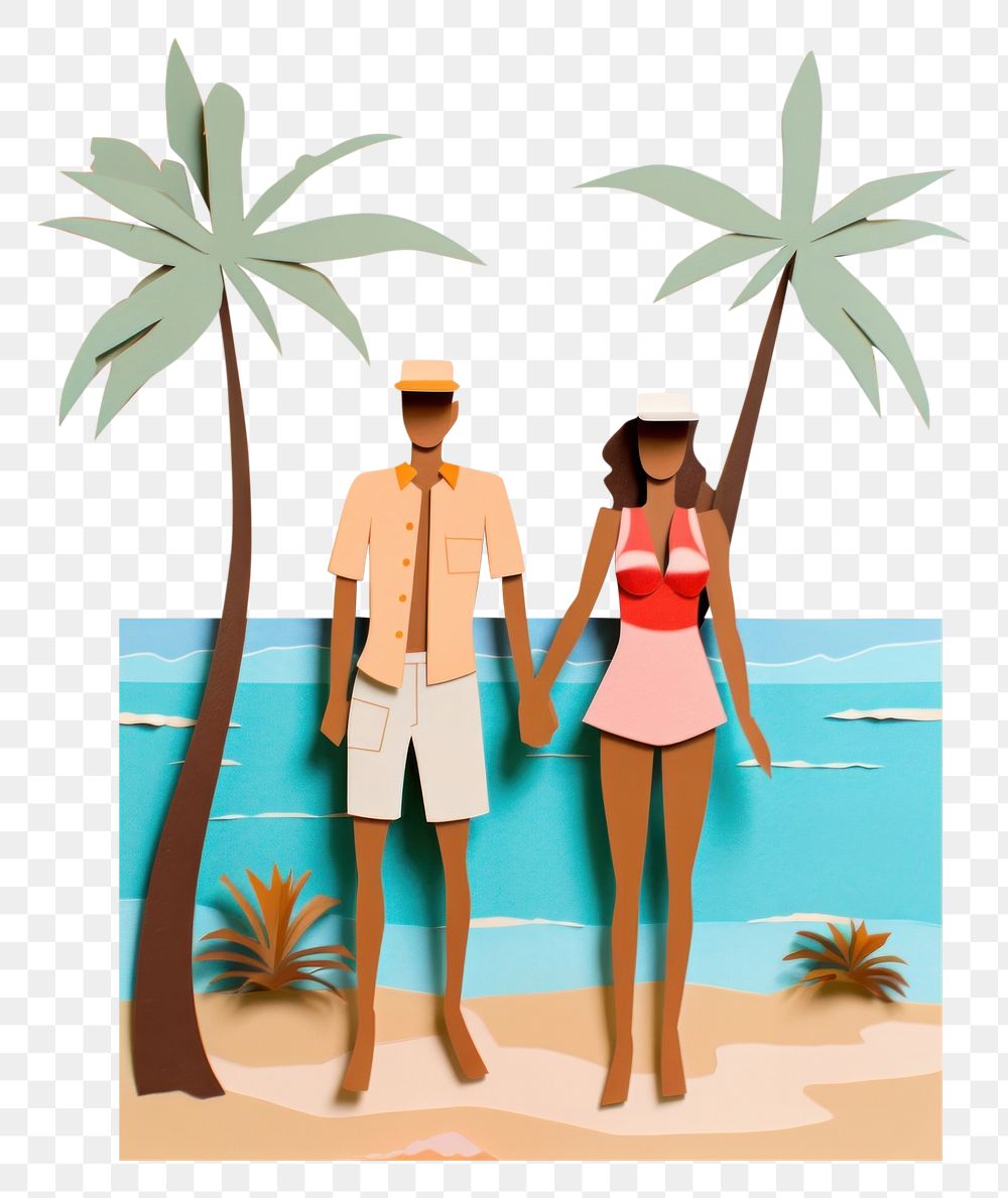 PNG Beach vacation art representation togetherness. AI generated Image by rawpixel.