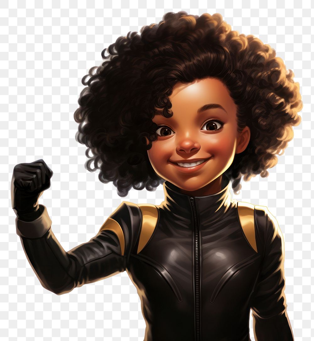 PNG Black female superhero smiling cartoon adult. AI generated Image by rawpixel.