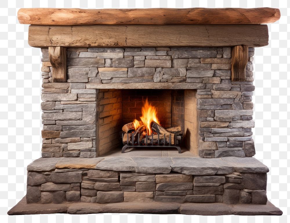 PNG Stone fireplace hearth white background architecture. 