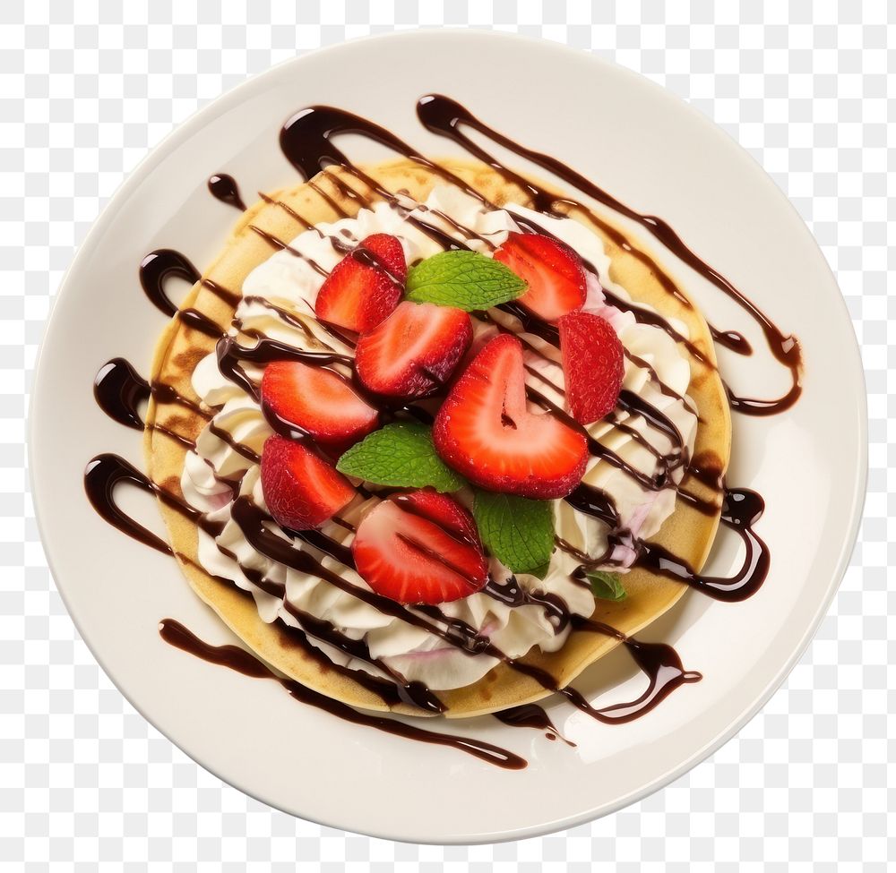 PNG Cold crepe strawberry chocolate vanilla. AI generated Image by rawpixel.